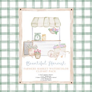 Farmers Market baby shower aquarel illustratie pack, lokaal geteelde clipartbundel, Grandmillenial dieren illustraties, genderneutrale kunst