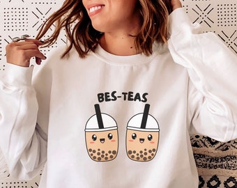 Boba Tea Sweatshirt, Besteas, Bubble Tea Sweater, Boba Milk Tea Sweatshirt, Gift for Boba Tea Lover, Gift for Bubble Tea Lover, Tapioca