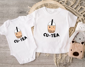 Cutea Cutie Matching Boba Shirts | Bubble Tea Shirt | Mommy & Me Matching Shirts | Kids Cute Boba Shirts | Mother's Day Gift