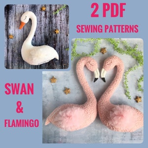 2 Patterns of a swan and a flamingo (posing pillow for a Newborn photo shoot) + brief instructions