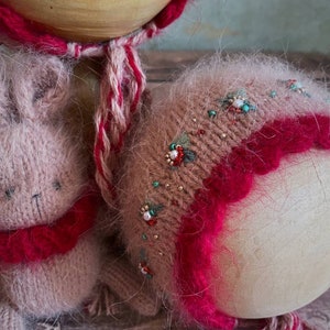 Set christmas rabbit newborn photo shoot, christmas props newborn, outfit bunny newborn photo session