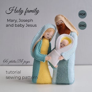 Felt nativity scene with Mary Joseph Jesus, Holy family, PDF pattern