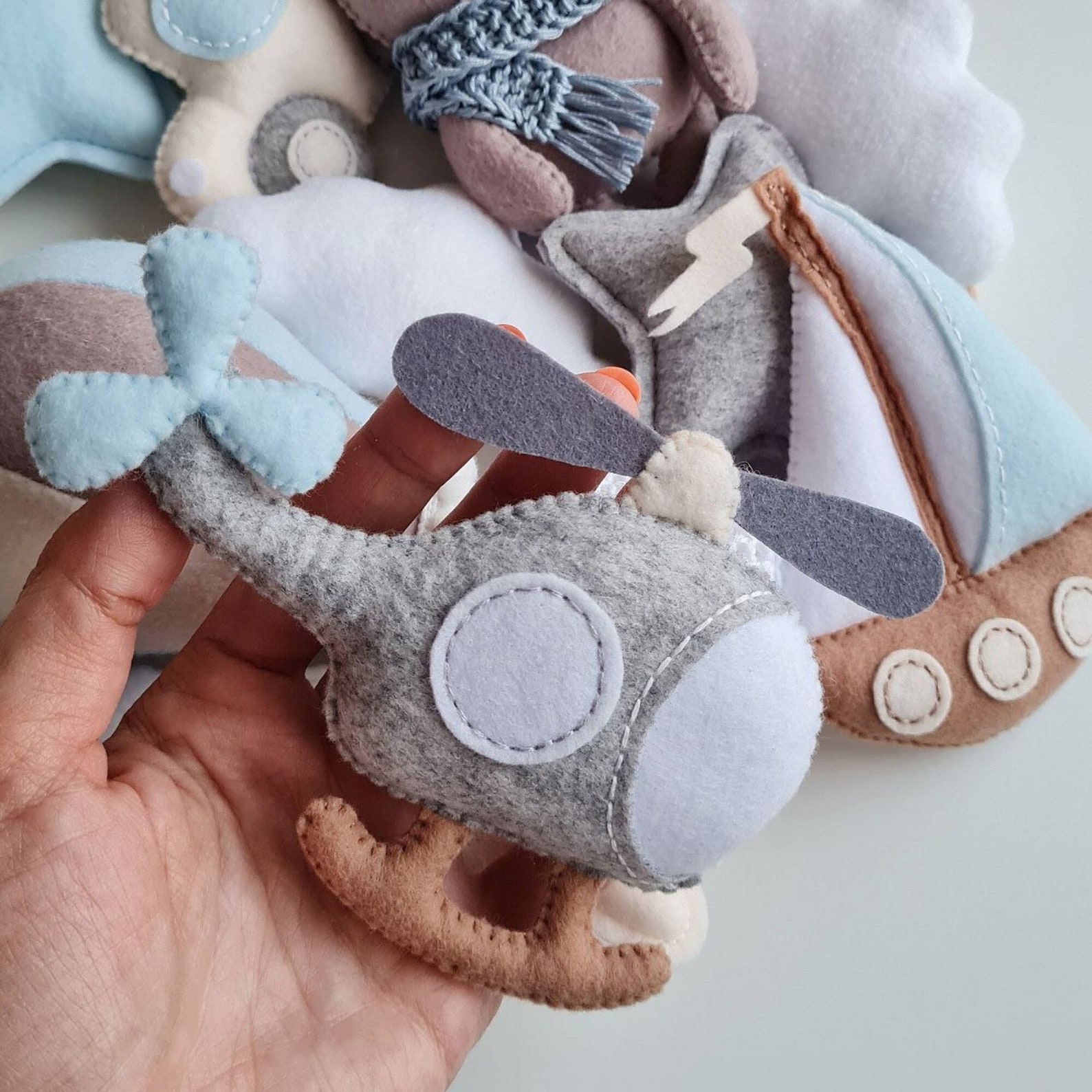 Felt Boy Baby Mobile Helicopter Baby Toy Sailboat Etsy