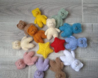 Toy teddy bear for newborn photo shoot, knitted teddy bear toys, toy teddy bear for baby