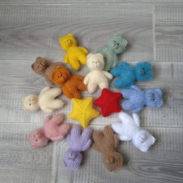 Toy teddy bear for newborn photo shoot, knitted teddy bear toys, toy teddy bear for baby