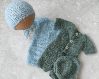 Newborn outfit Hand-knitted romper, Newborn photo shoot outfit, Set newborn photo session, romper for baby set romper and hatм