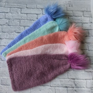 Newborn sleeping hat pompom, sleeping hat for newborn photo shoot, baby sleeping hat, knitted newborn cap, knitted baby cap