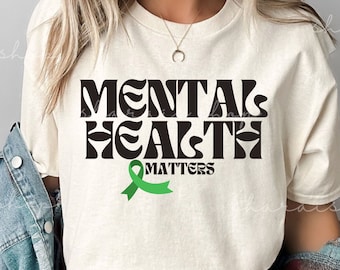 Mental Health Matters Png Image, Green Ribbon Design (Digital Download)
