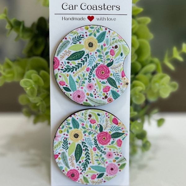 Floral boho car coaster,gift drink coaster