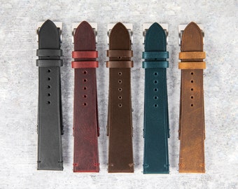 Crazy Horse Quick-Release Leather Handmade Watch Strap with Zermatt Lining / Watch Strap / Custom Leather Watch Band / 18mm,20mm,22mm