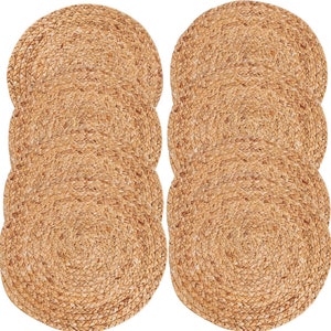 Woven Placemat Set of 8 -  Rattan Placemat - Heat Resistant Non-Slip Wicker Charger - Placemat , Placemat for Wedding, Holiday Dinner 14”