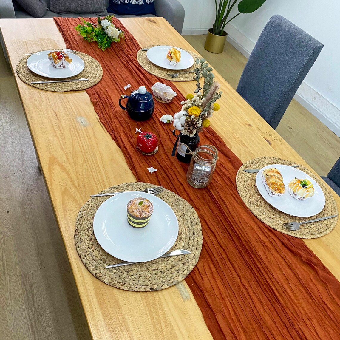 Woven Placemats natural Wicker Placemat Set of 4 Round Place Etsy