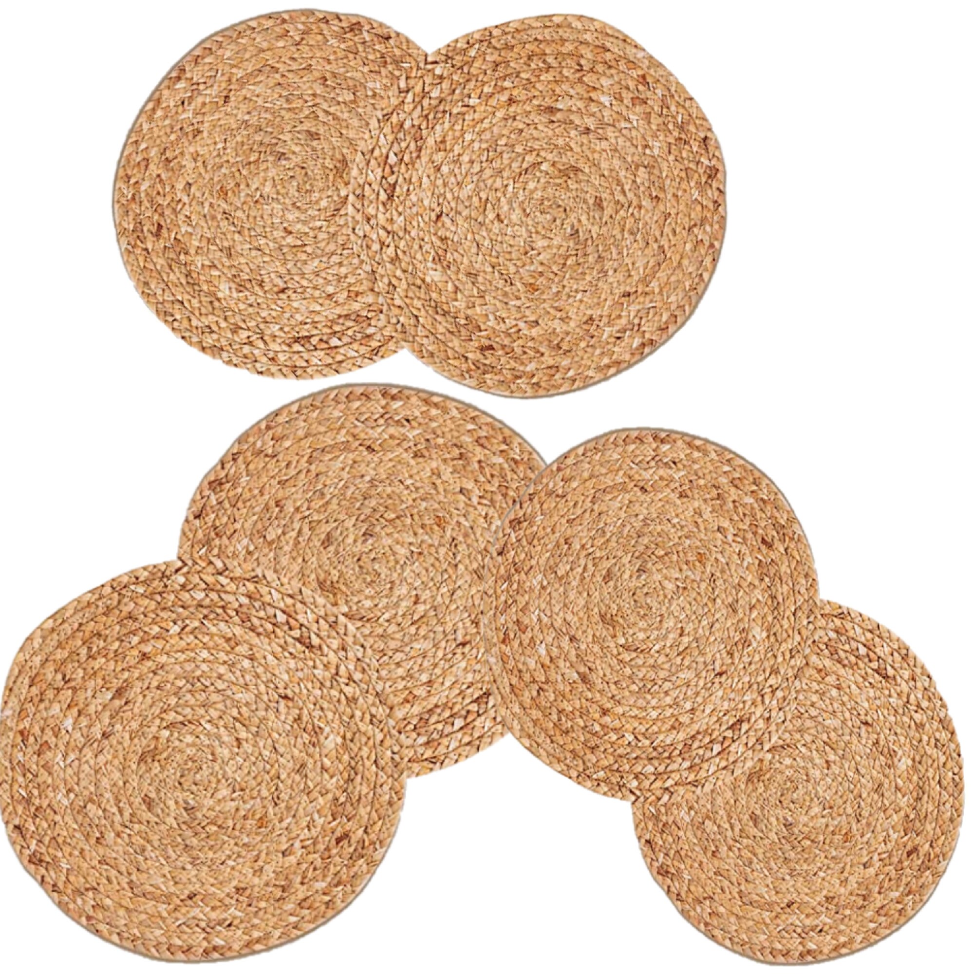 Woven Placemats natural Wicker Placemat Set of 6 Round Etsy Canada