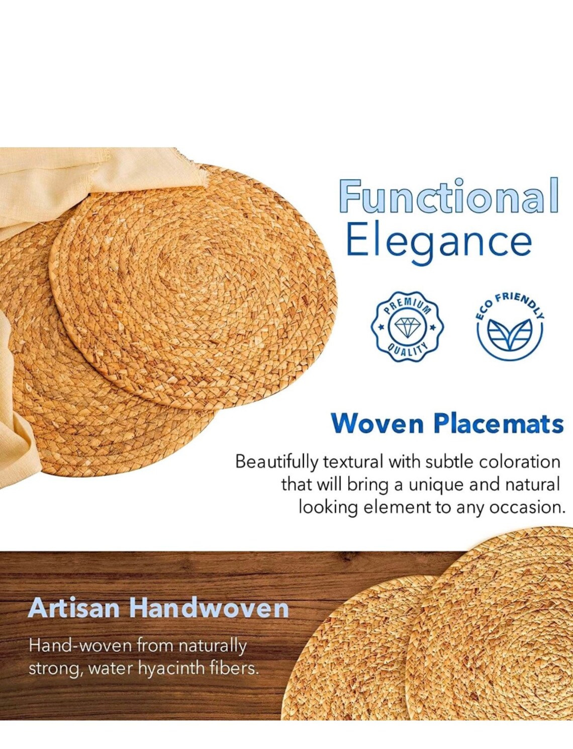 Woven Placemats Natural Wicker Placemat Set of 2 Pcs 13.9 Etsy