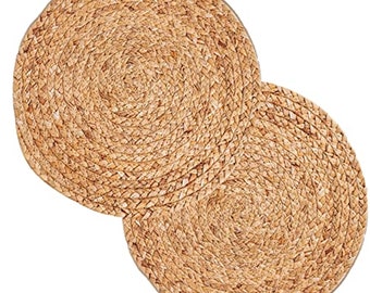 Woven Water Hyacinth Placemats (Set of 2): Boho Coastal Table Decor