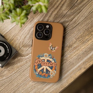 Cell Phone Cover, 70s Retro Vibe Peace Phone Case, Tough Protection Case, Vintage Style, Groovy Vibe Case, Boho Chic