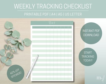 Weekly Checklist, Daily Checklist, Cleaning Checklist, Fitness Tracker, Bill Tracker Printable, Habit Tracker Printable, Planner Printable