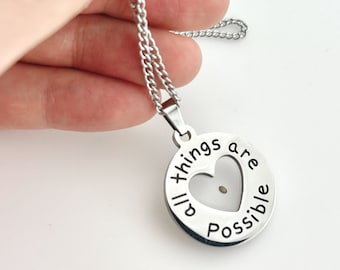 Mustard Seed Necklace of Faith, Mustard Seed Heart, Faith Charm, Religious Gift, Encouragement Religion, Christian Jewelry