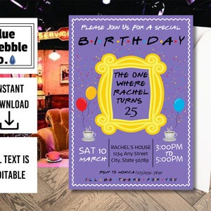 Invitación de cumpleaños para la serie Friends (plantilla editable) / Invitación imprimible para fiesta / Tema de Central Perk