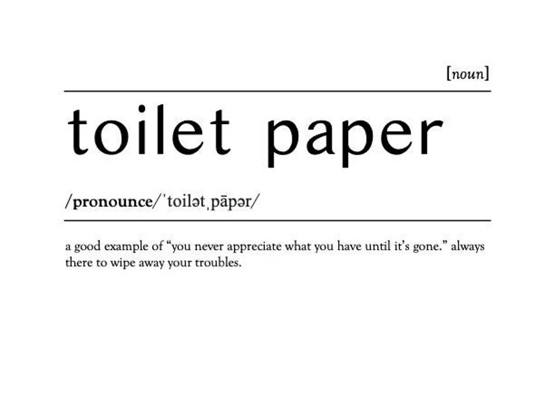 Toilet Paper Definition Print. Bathroom Wall Art. Washroom Etsy