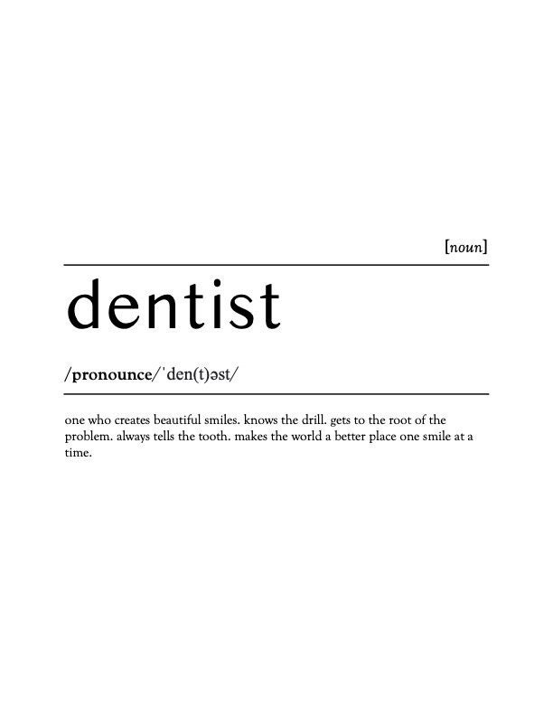 Dentist Definition Print Dental Student Graduation Gift Etsy Hong Kong