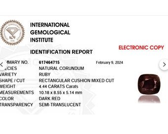 IGI - Pigeon Blood Ruby  - 4.44ct (No Treatment) - IGI Report No: 617464715