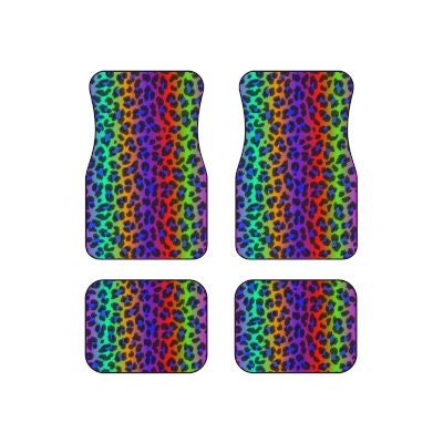 Discover Rainbow leopard print bright color car mat