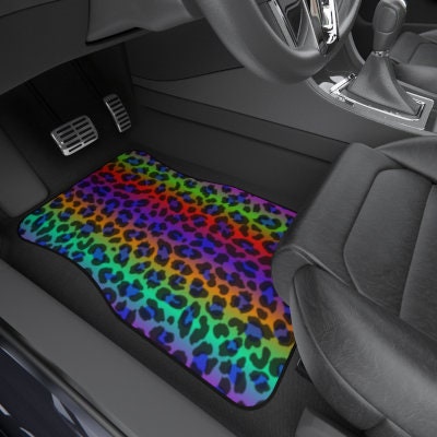 Discover Rainbow leopard print bright color car mat
