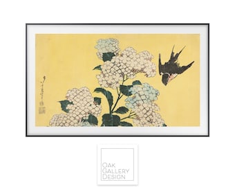 Samsung Frame TV Art | Single - Flower with bird | Japanese Art | Digital Art Prints | Instant Download