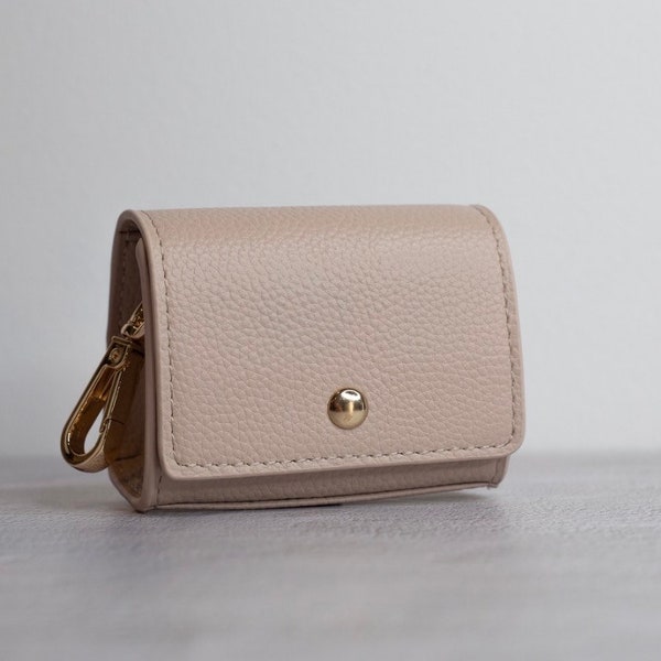 Support de sac à caca en cuir - beige clair