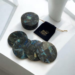 Labradorit-Untersetzer-Set | Untersetzer | Altar Dekor Geschenk