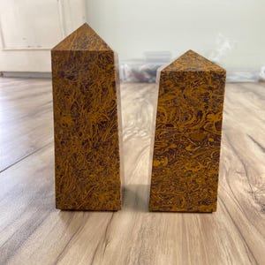 Calligraphy Jasper Obelisk Crystal Tower – Polished Healing Stone Point – Natural Mineral Decor - Mariam Agate Tower -Unique Spiritual Decor