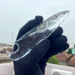Clear Quartz Glass Knife | Handmade Crystal Blade | Obsidian-Style Decorative Knife | Unique Gift for Collectors | Fantasy Decor