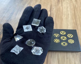 Clear Quartz Platonic Solids Set – Sacred Geometry Crystals | Healing Stone Geometry Collection | Crystal Grid, Meditation & Energy Work