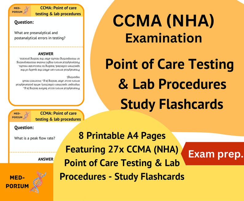 CCMA NHA Flashcards Point of Care Testing & Lab Procedures Etsy