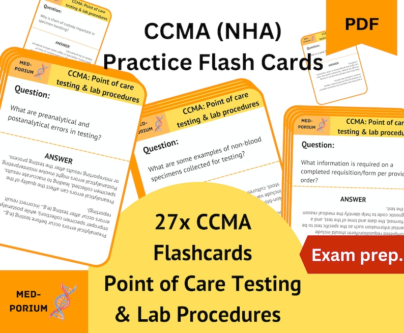 CCMA NHA Flashcards Point of Care Testing & Lab Procedures Etsy