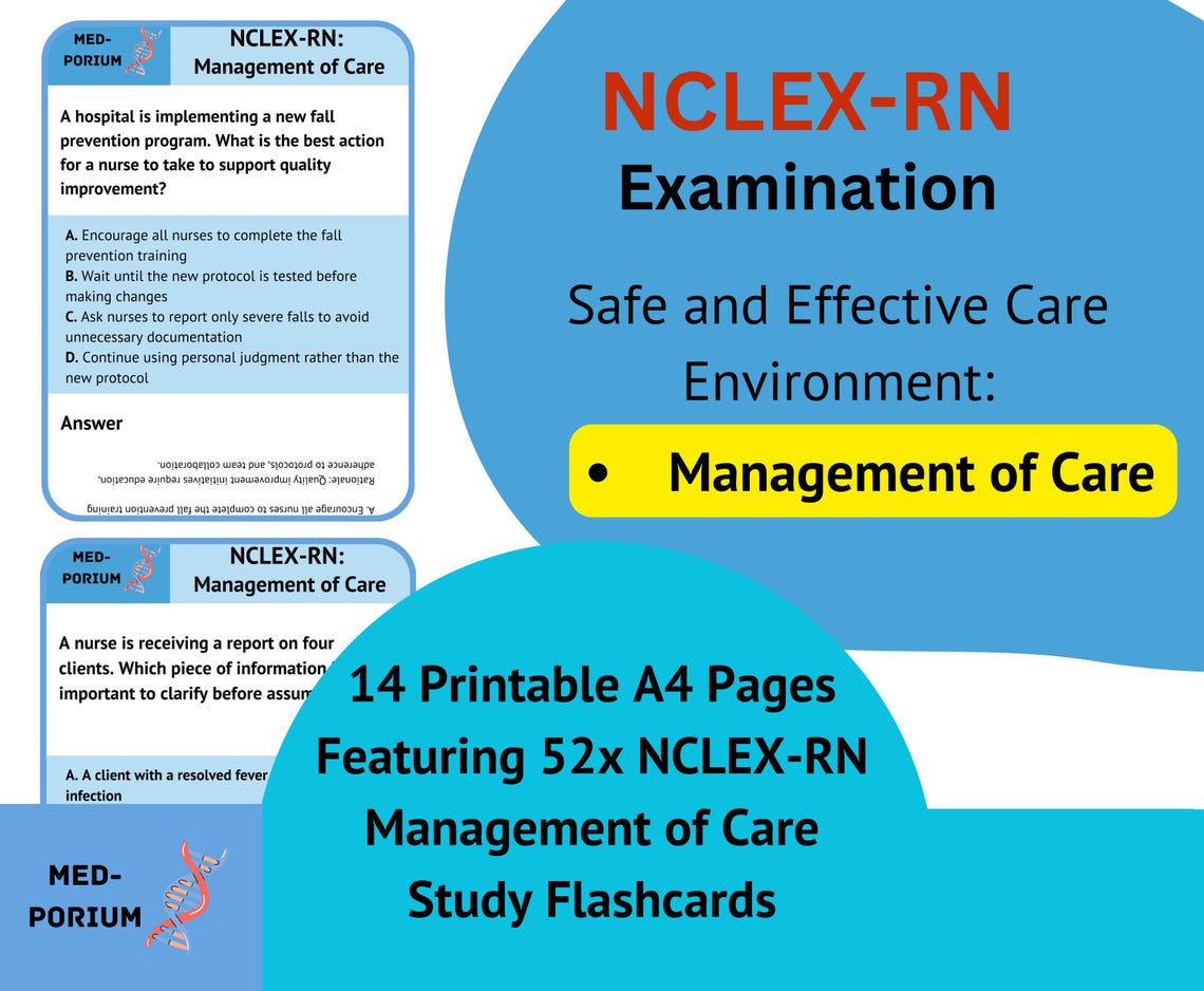 NCLEXRN Flashcards Management of Care Etsy