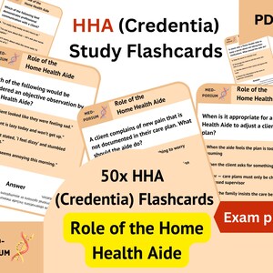HHA (Credentia) Exam Flashcards: Rolle des Hausgesundheitshelfers
