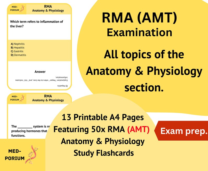 RMA (AMT) Exam Flashcards: Anatomy and Physiology - Etsy