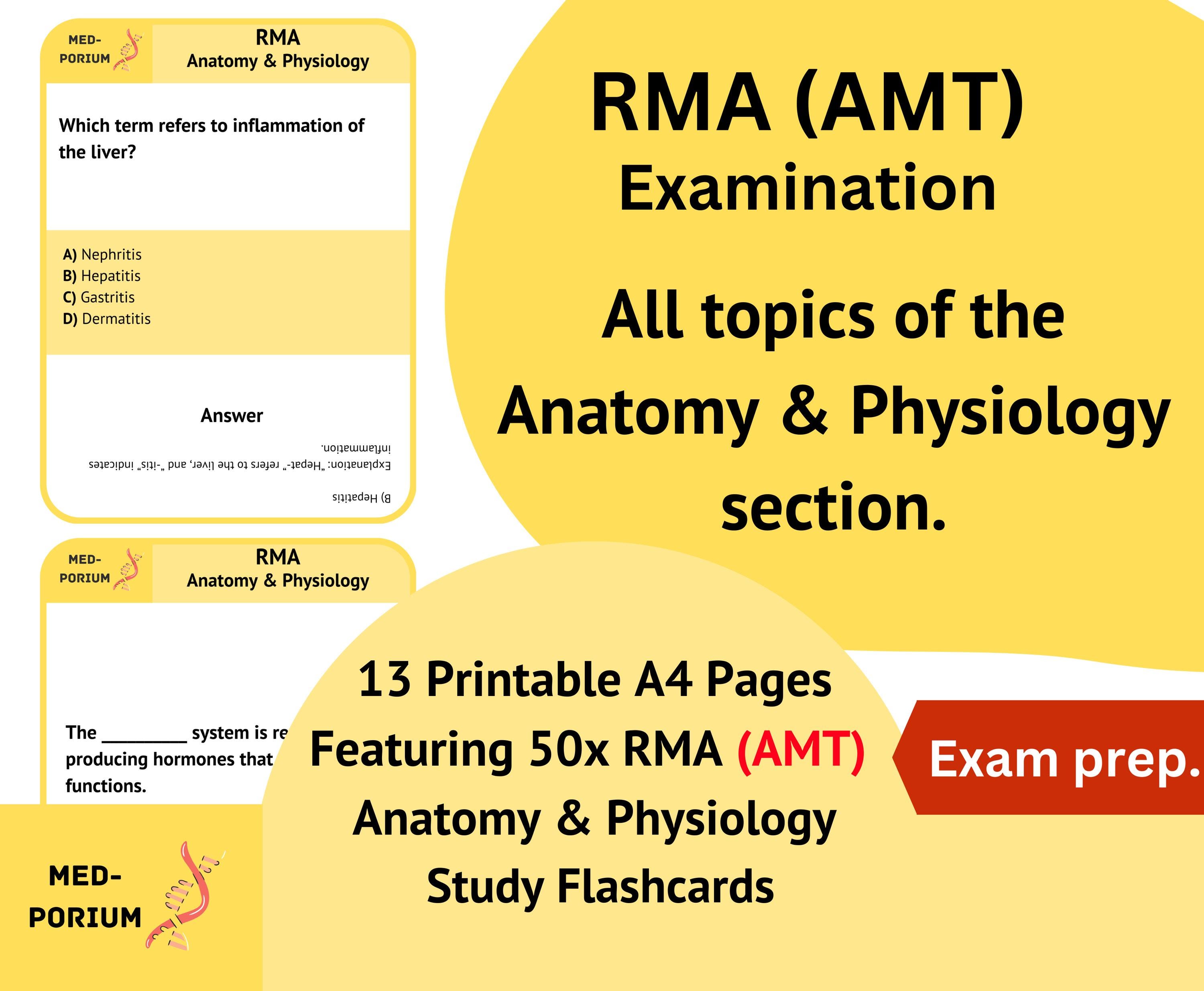RMA (AMT) Exam Flashcards: Anatomy and Physiology - Etsy