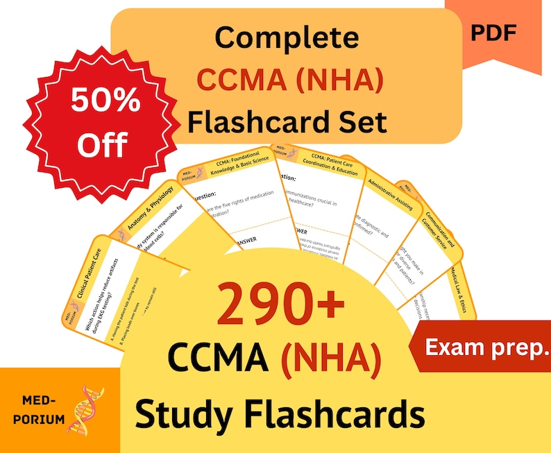 Complete CCMA (NHA) Exam Flashcard Set - Etsy