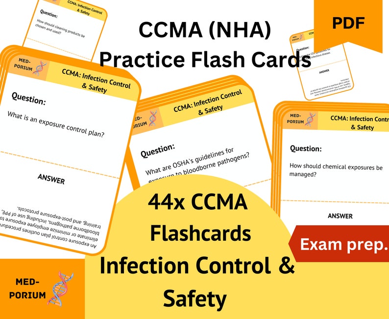 CCMA NHA Exam Flashcards Infection Control & Safety 2024 Etsy
