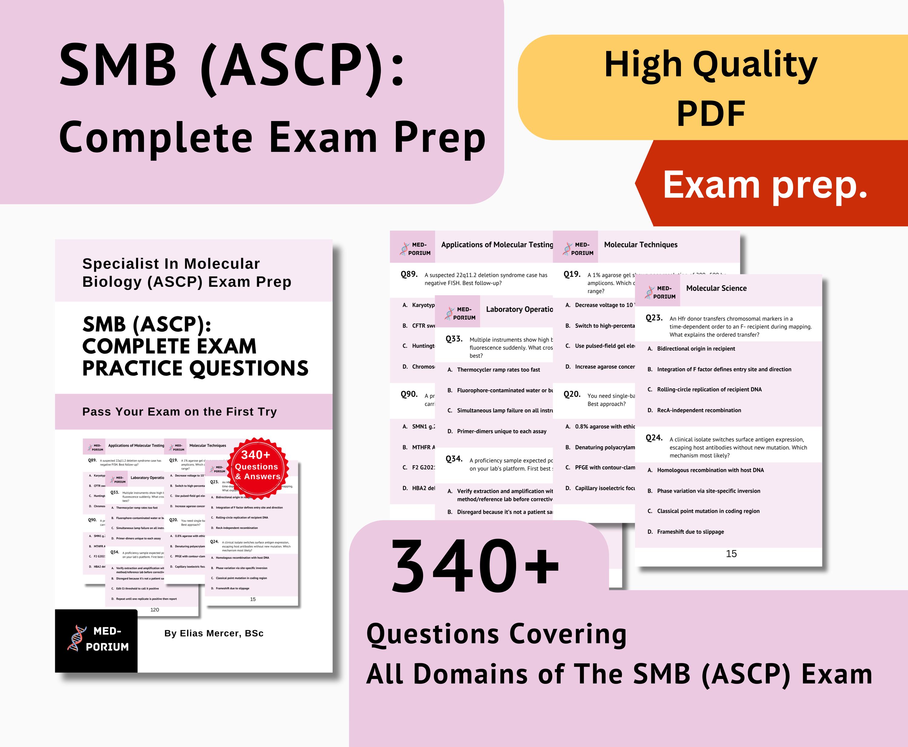 Complete SMB (ASCP) Exam Preparation: Specialist in Molecular Biology 340+ Multiple Choice ...