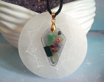 Orgonite Lucky Wealth, Good Fortune, Money Maker Crystal Pendant Necklace. Metaphysical Crystals used for Wealth and Prosperity