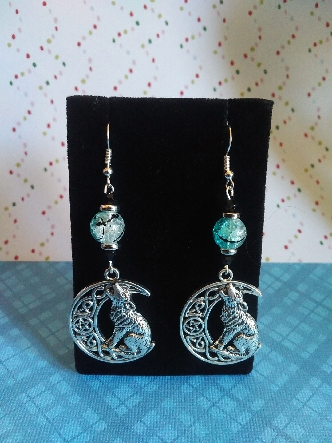 •SILVER RISING• wolf silhouette + silver dangle earrings