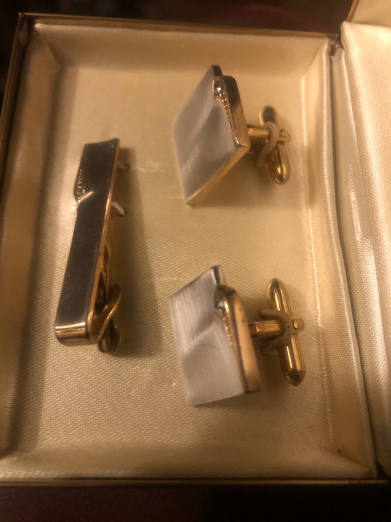 Art Deco Swank cufflinks and tie clip - image 2