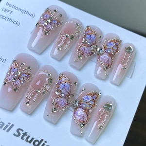 Rainbow Bling Rhinestone Clear Press-on Nails Full Set Y2K Nails Nail Art  Bling Sparkly Nails Y2K 90's Accessories Stick on Earrings 
