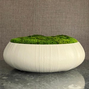 LUXE AND XL, Global Views Linen Bowl, Preserved Moss Centerpiece, Designer Bowl, Dough Bowl Alternative, Table Decor, Luxury Home Decor