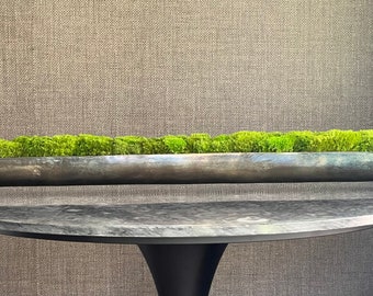 XL Preserved Moss Centerpiece, Patina Aluminum Trough, Dough Bowl Alternative, Canal Moss Centerpiece Comparative,  Staging and Home Decor