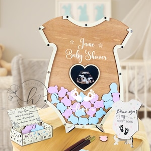 Bodysuit Gästebuch für Baby Shower Individuelles Gästebuch Alternative für Baby Shower Erster Geburtstag, Personalisiertes Foto Baby Shower Gästebuch